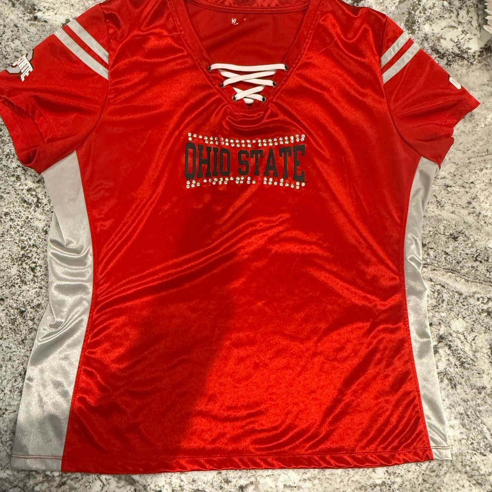 Ohio State Scarlett and Gray Lace-Up Jersey